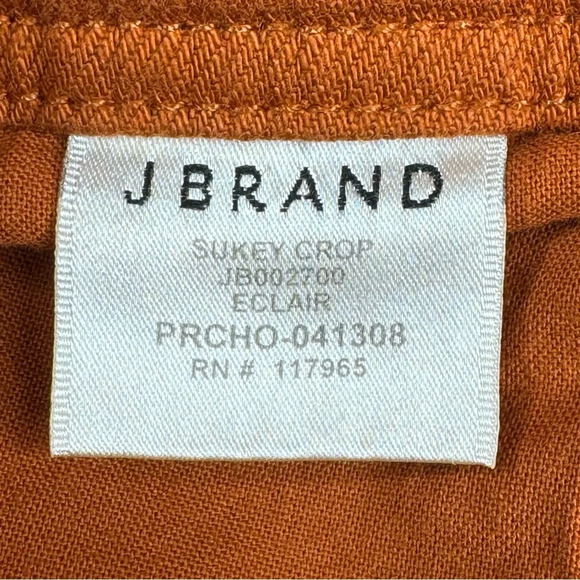 J Brand Sukey Crop Jeans Eclair Burnt Orange. High Rise Waist. Frayed Hem. 30 - Picture 6 of 13